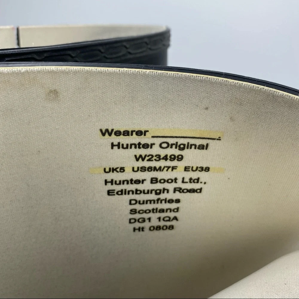 Hunter Original Tall Matte Black Rain Boots Size 6